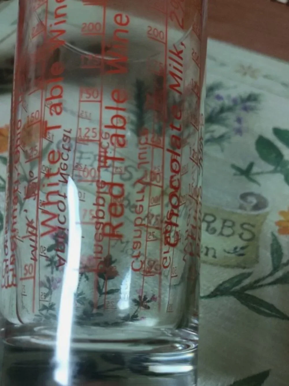 Vintage Calorie-counting Portion Control Measuring Glass 6.5 in. Tall 2.5 in Dia